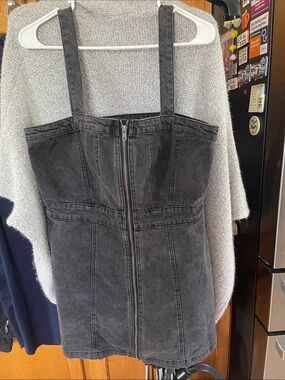 Wild Fable Denim Black Size L Zip Up Pocket Dress